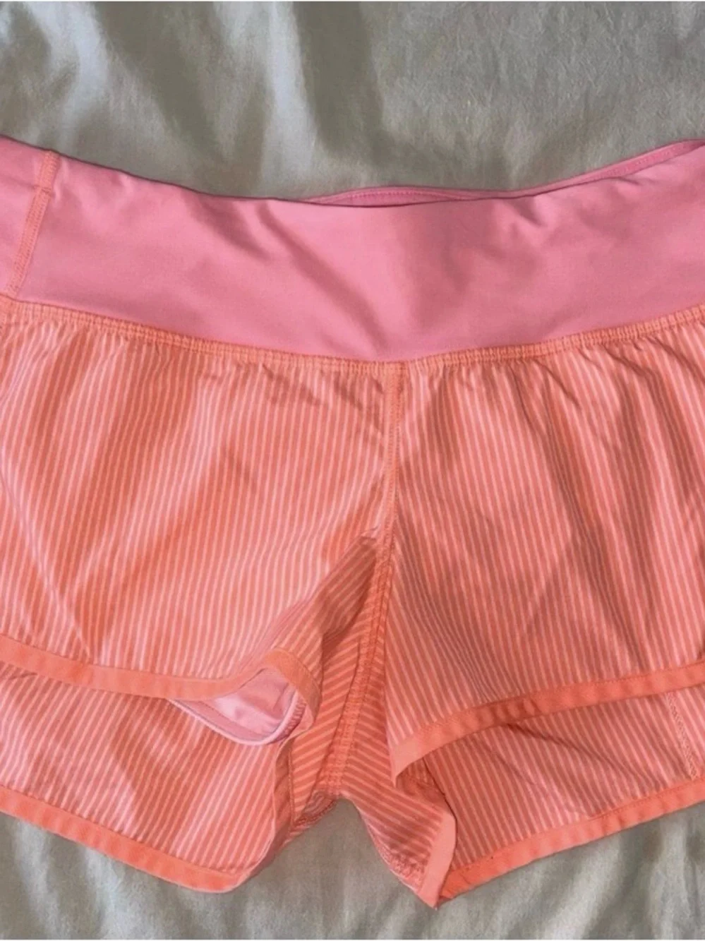 lululemon athletica Coral Striped Athletic Shorts